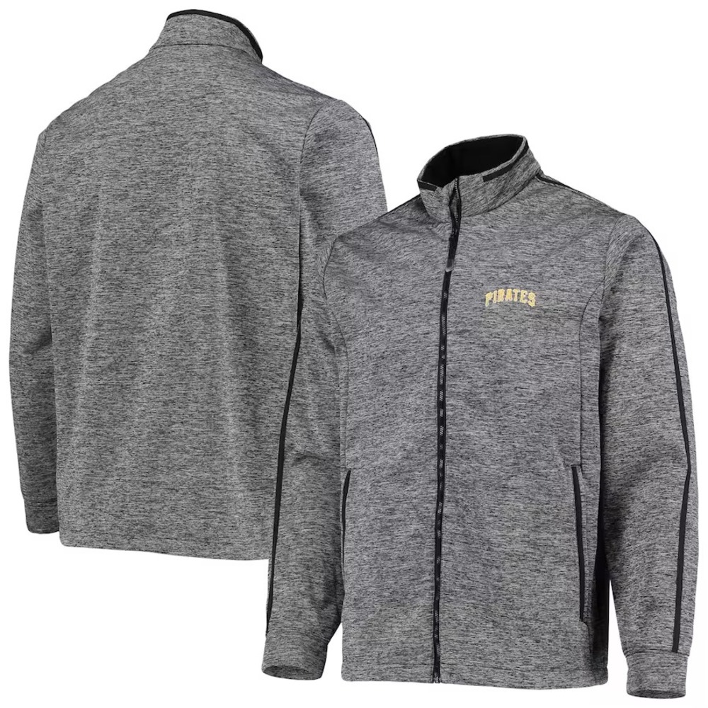 Pittsburgh Pirates Jacket Mens Large Grey Antigua Golf Full Zip Mock‎ Neck